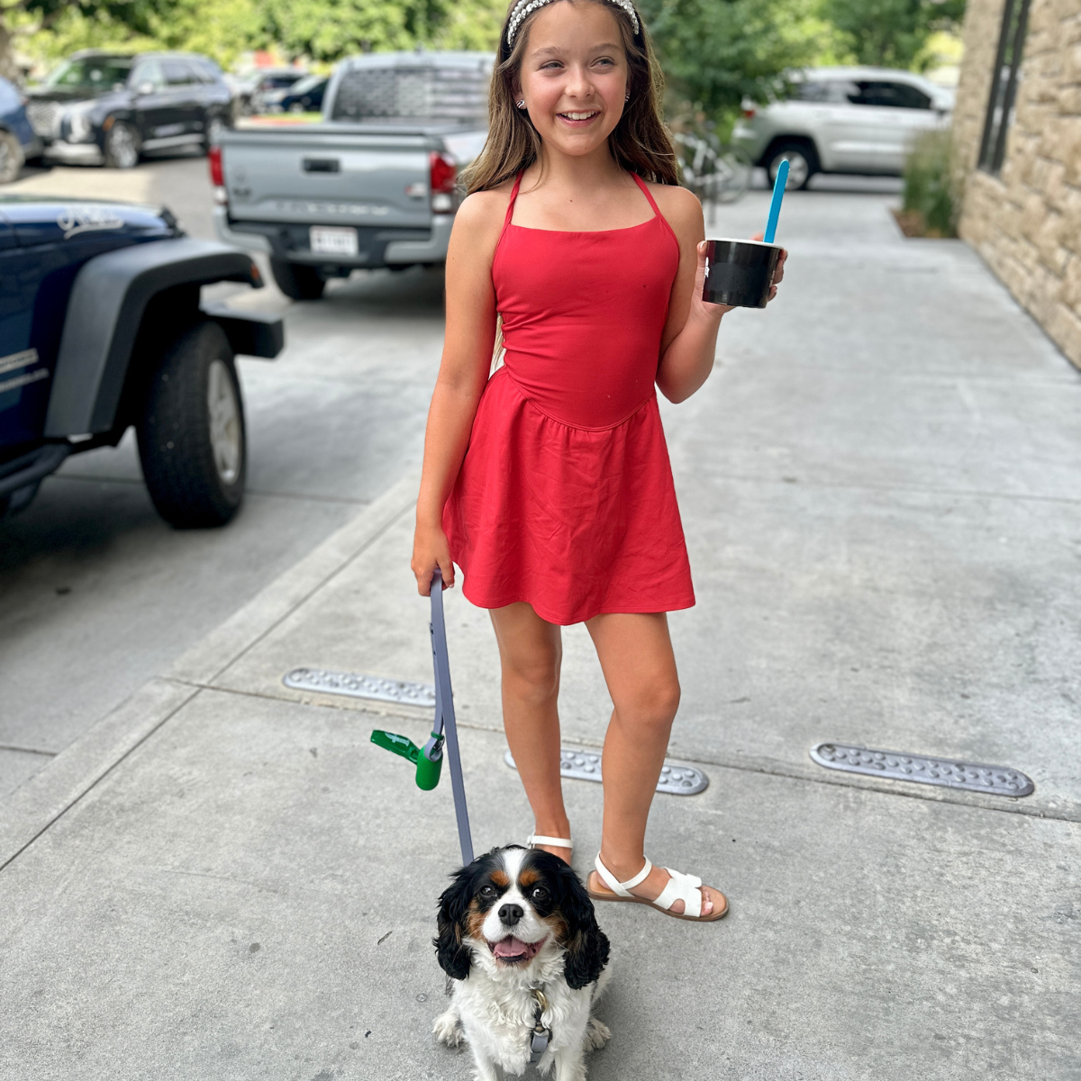 Girl with Cavalier King Charles Dog
