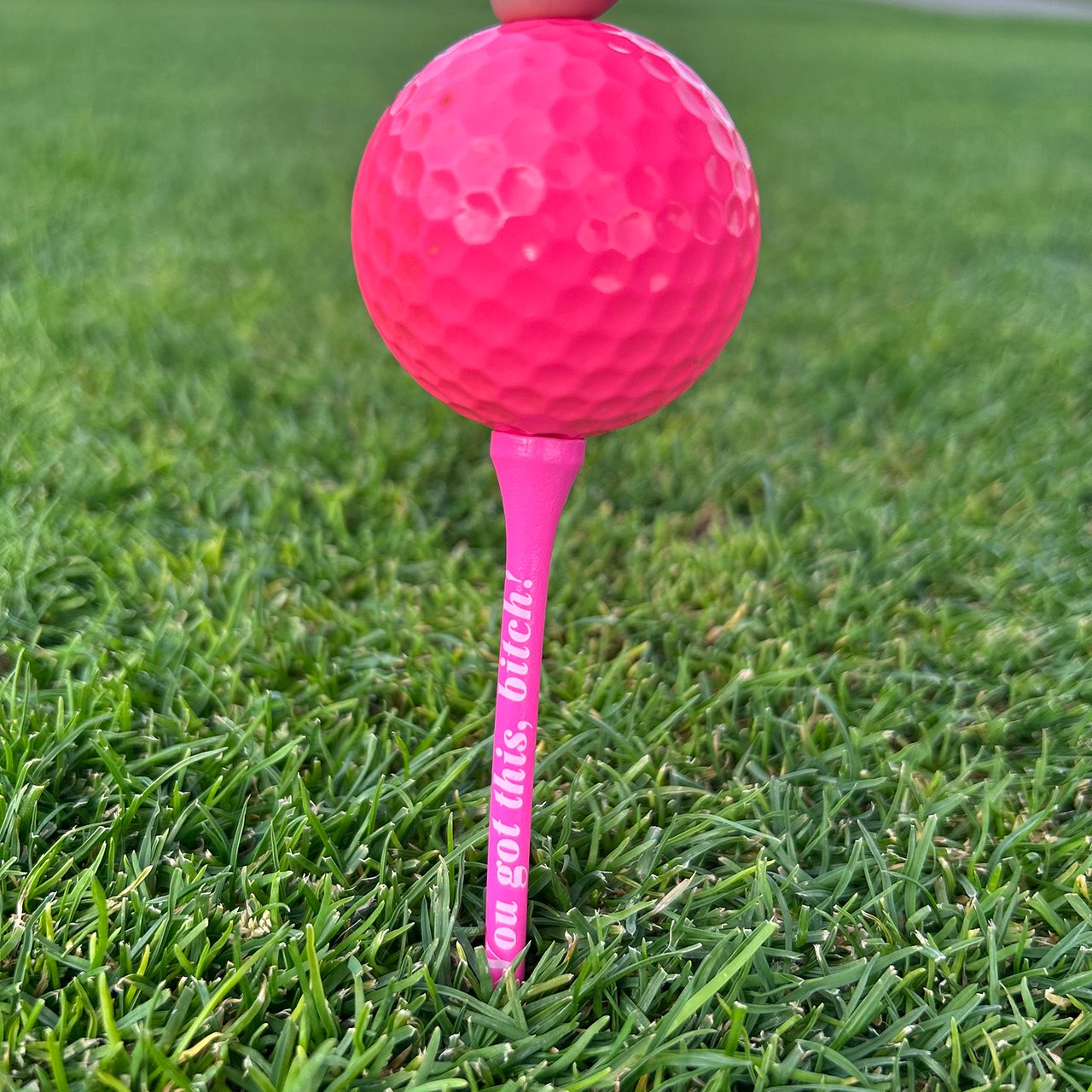Pink ball on you got this bitch golf tees