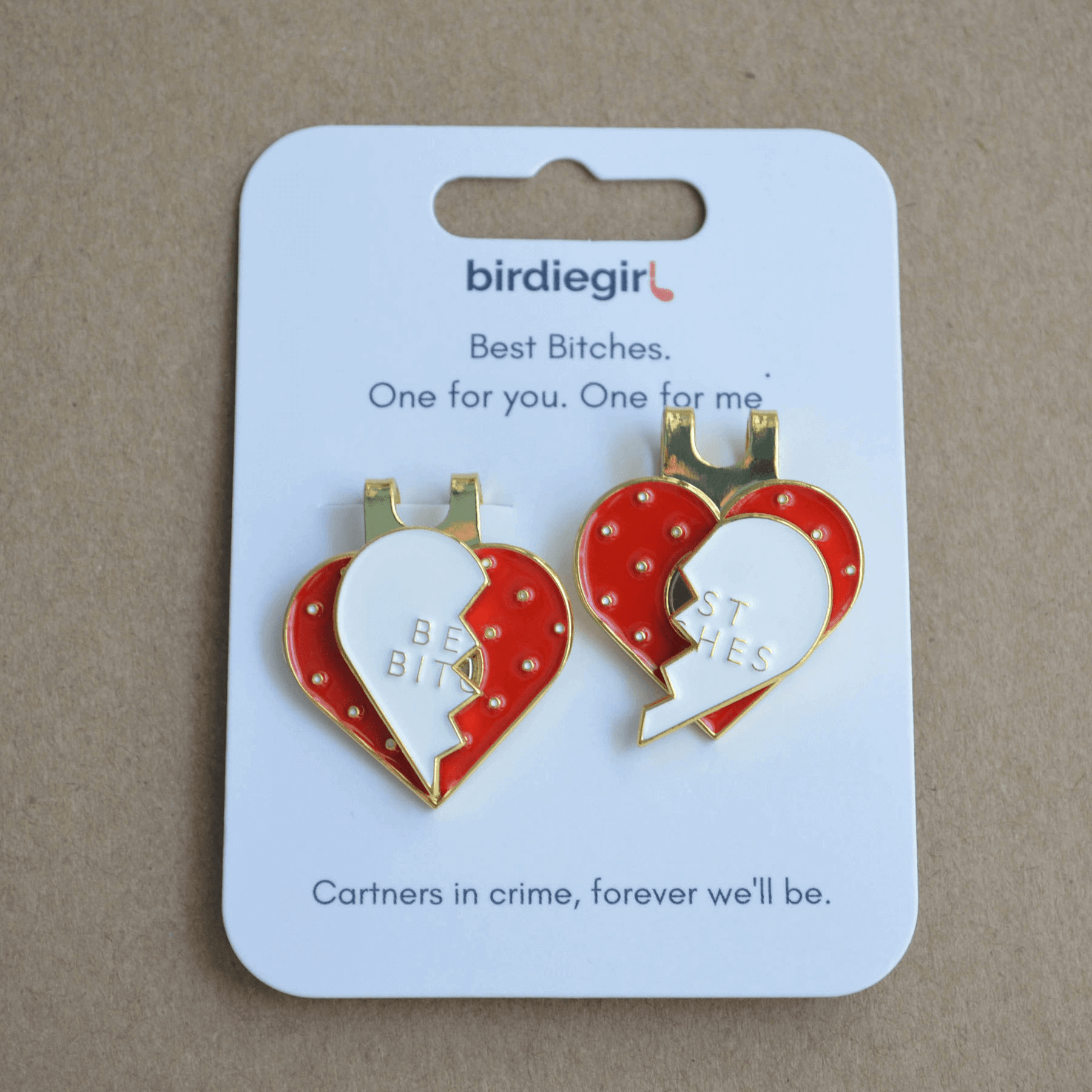 Golf Ball Markers in Best Bitches Broken Heart Golf Ball Marker with Hat Clips Set by Birdie Girl Golf