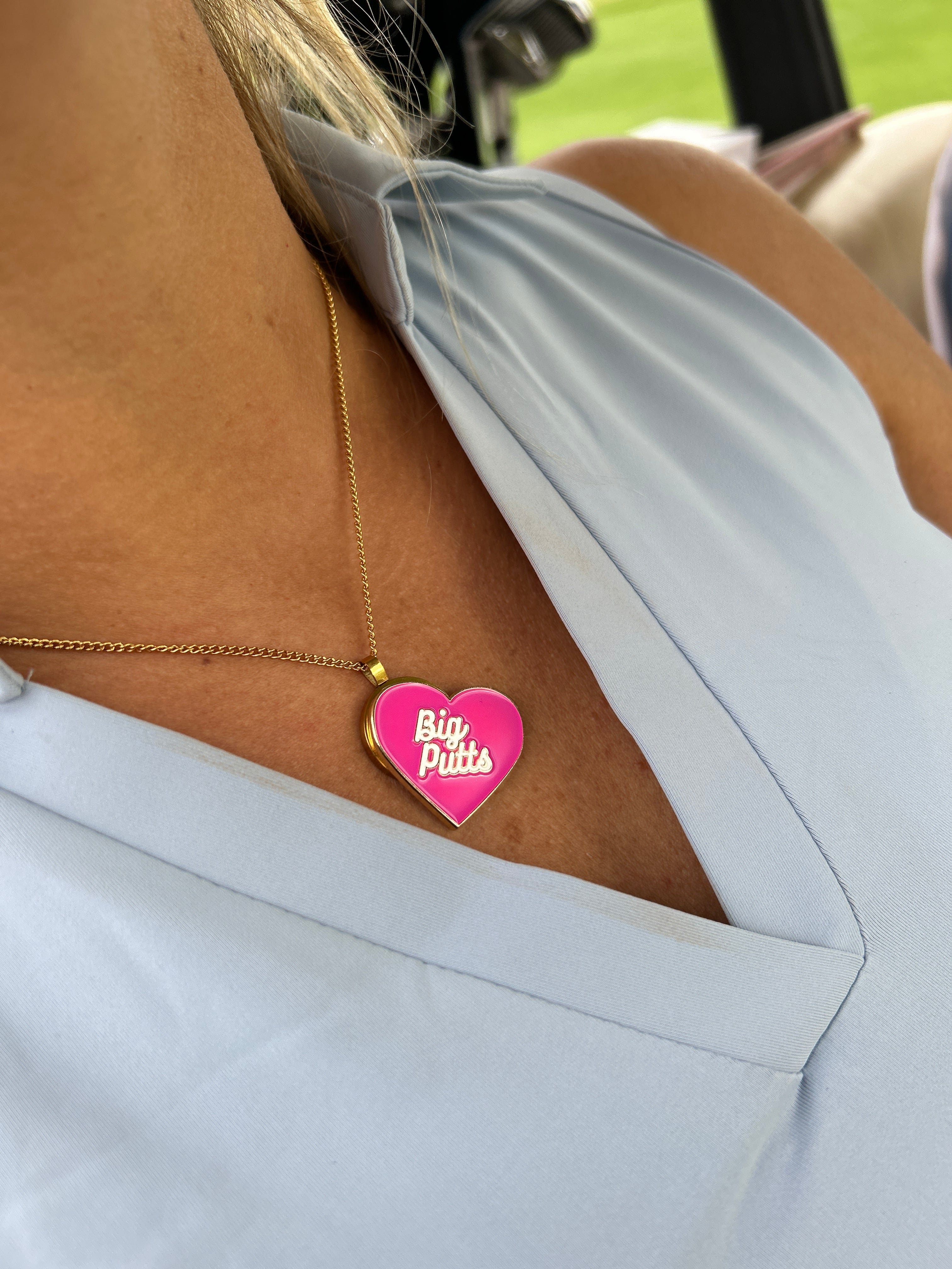 Golf Ball Markers in Gold I Love Big Putts Women's Golf Ball Marker with Hat Clip by Birdie Girl Golf