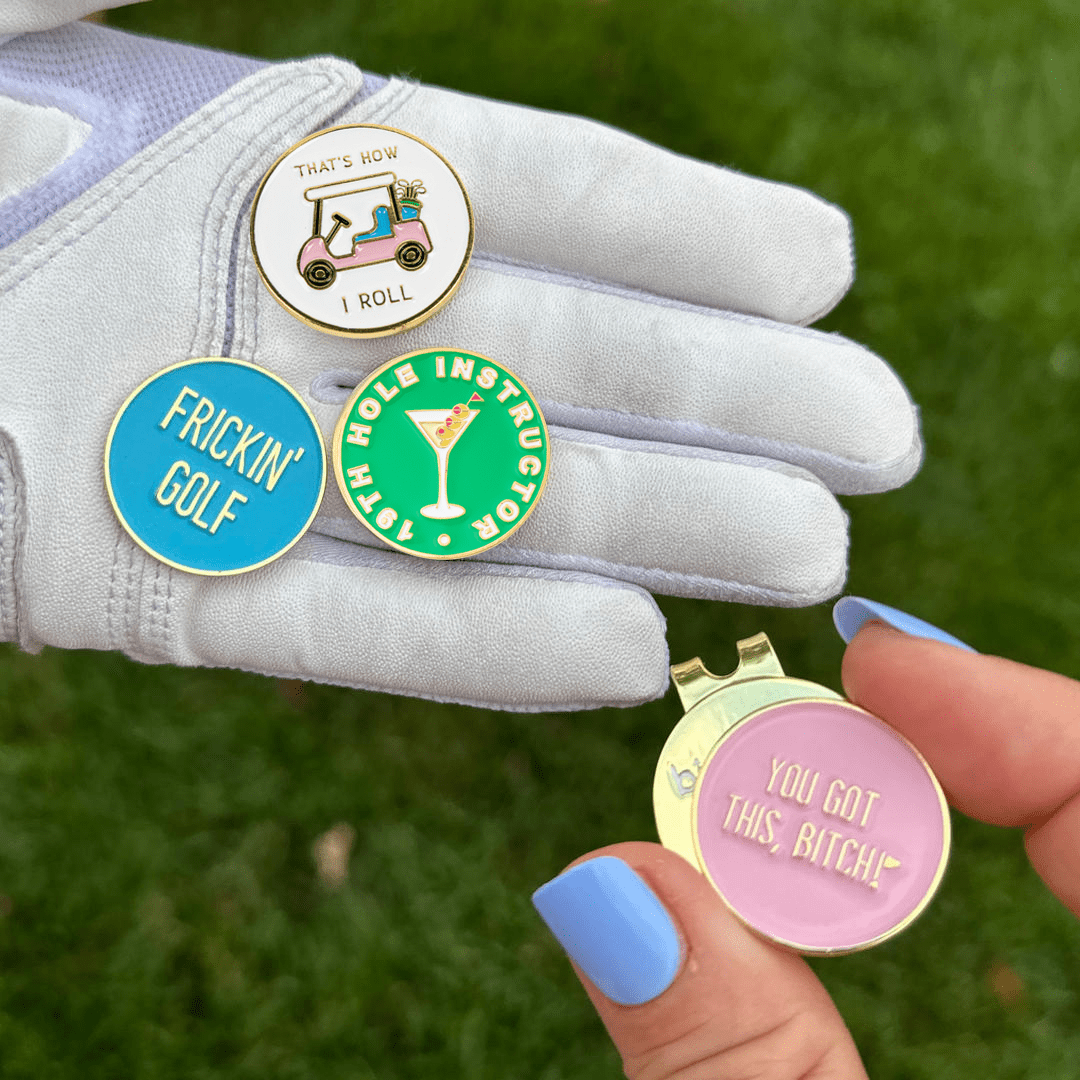 Golf Ball Markers in Sassy Women's Golf Ball Marker Collection (set of 4) with Hat Clip by Birdie Girl Golf