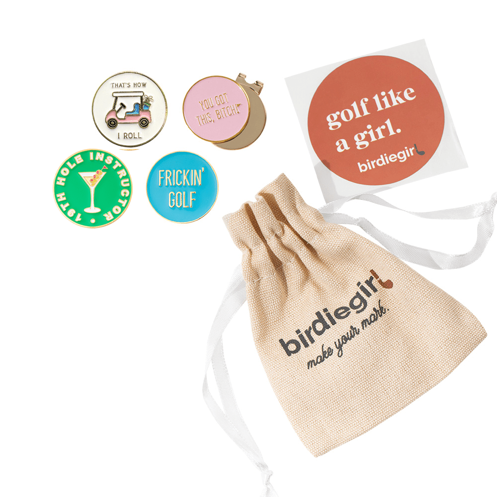 Golf Ball Markers in Sassy Women's Golf Ball Marker Collection (set of 4) with Hat Clip by Birdie Girl Golf