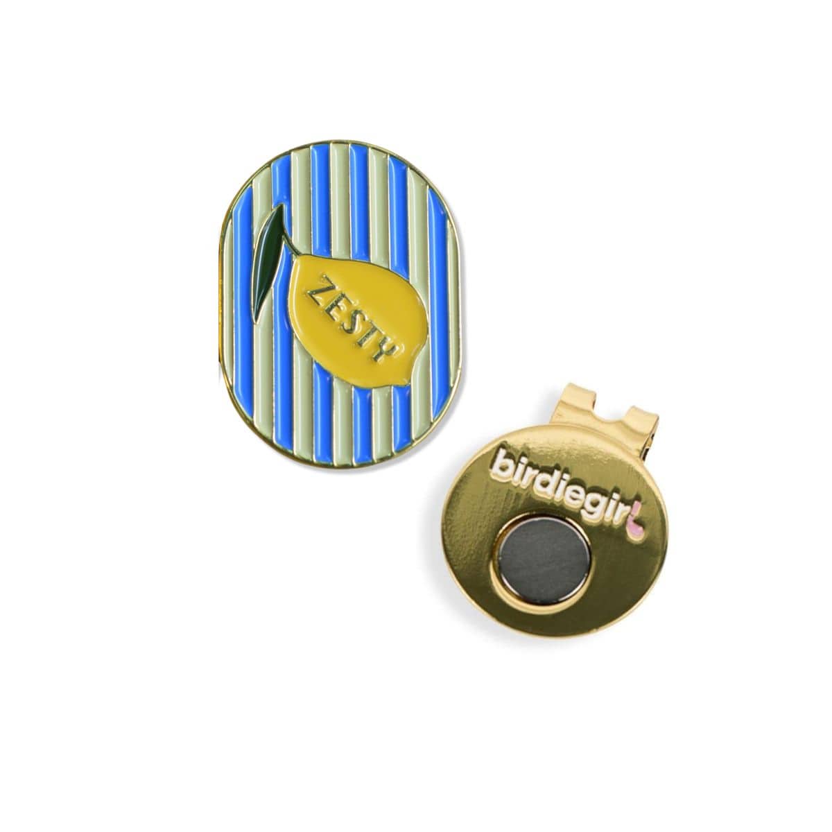 Golf Ball Markers in Zesty Lemon Ball Marker with Hat Clip by Birdie Girl Golf