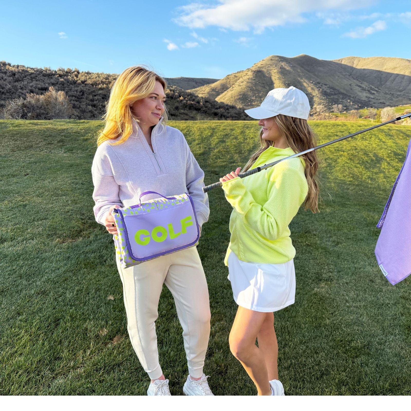 Golf Cart Seat Covers in Lilac Leopard Reversible Golf Cart Seat Cover by Birdie Girl Golf