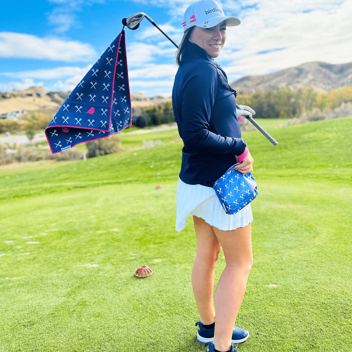 Magnetic Towels in Set of 2: Birdie Tee Time Magnetic Golf Towel and Golf Accessory Bag by Birdie Girl Golf