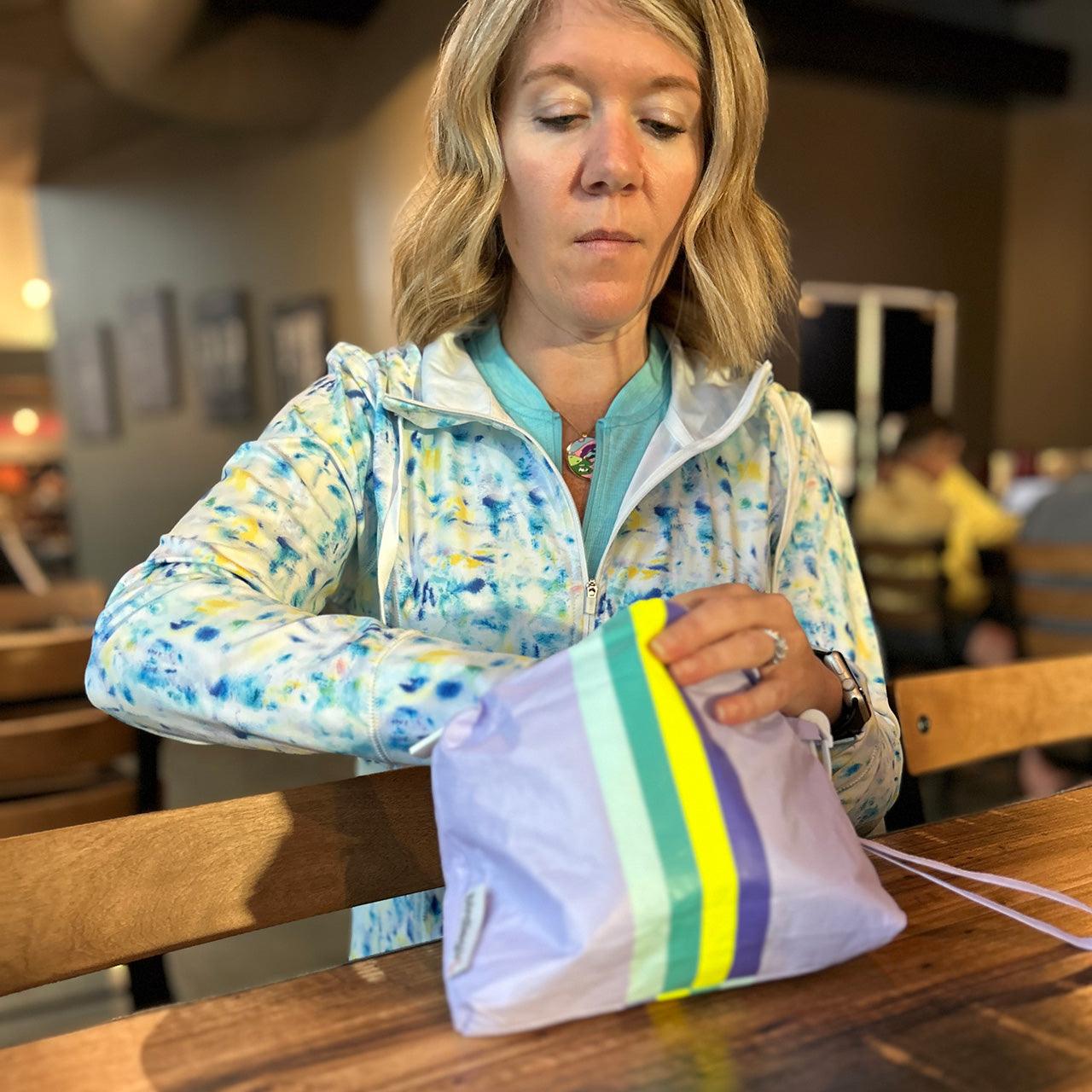 Magnetic Towels in Set of 2: Lilac Dreams Magnetic Golf Towel and Golf Accessory Bag by Birdie Girl Golf