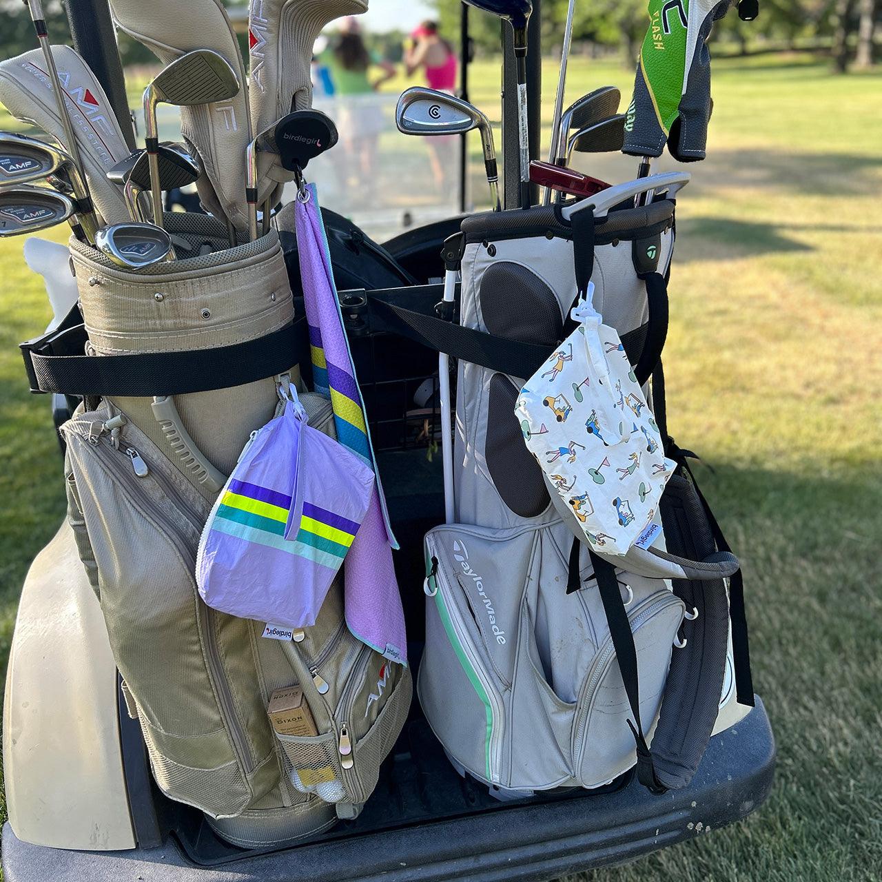 Magnetic Towels in Set of 2: Lilac Dreams Magnetic Golf Towel and Golf Accessory Bag by Birdie Girl Golf