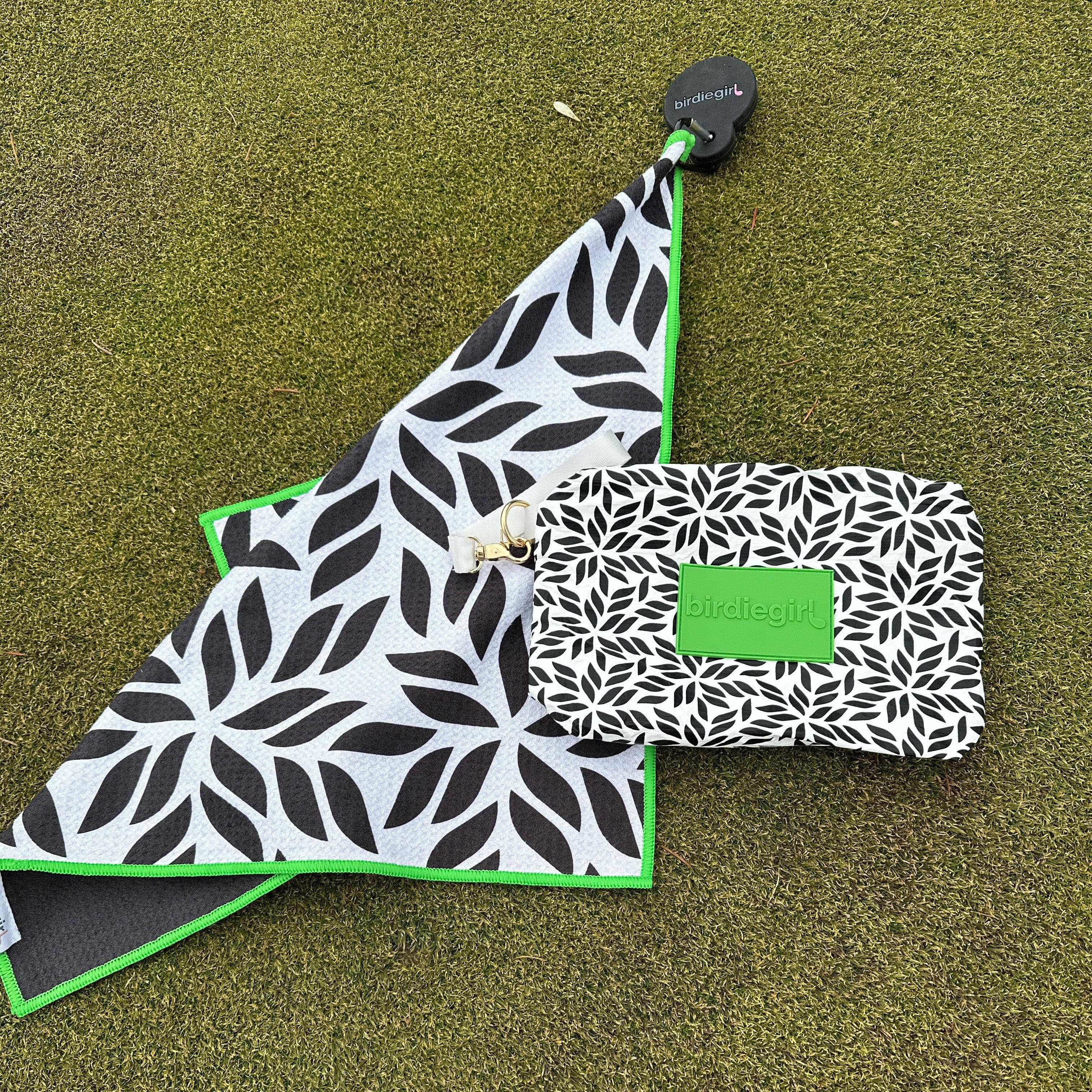 Magnetic Towels in Set of 2: Putt from the Fringe Magnetic Golf Towel and Golf Accessory Bag by Birdie Girl Golf