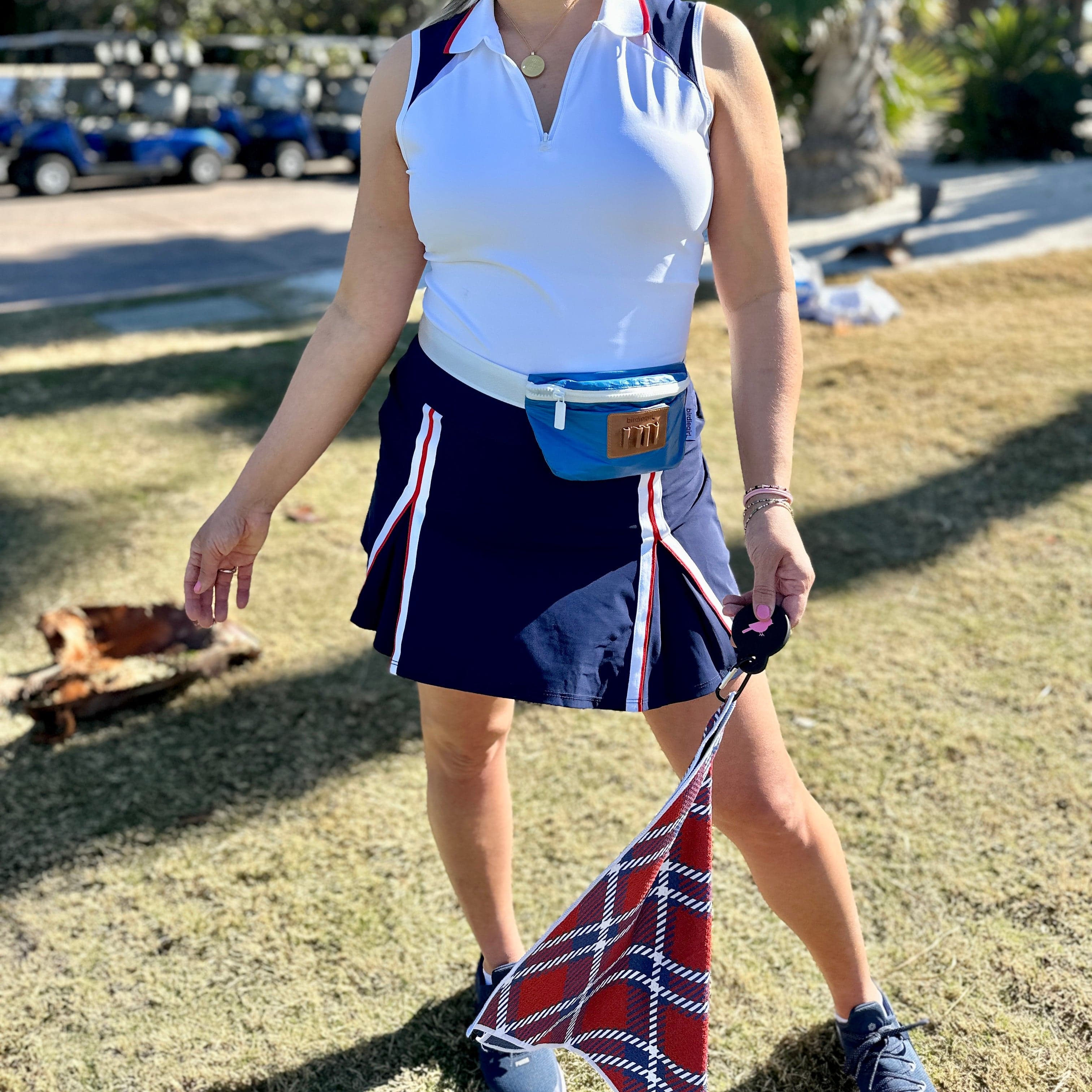 Magnetic Towels in Set of 2: Ryder Plaid Magnetic Golf Towel and Golf Belt Bag by Birdie Girl Golf