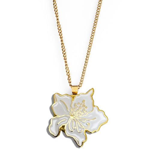 Ball Marker Necklaces in White Women's Golf Ball Marker Necklace with Azalea Flower Marker by Birdie Girl Golf