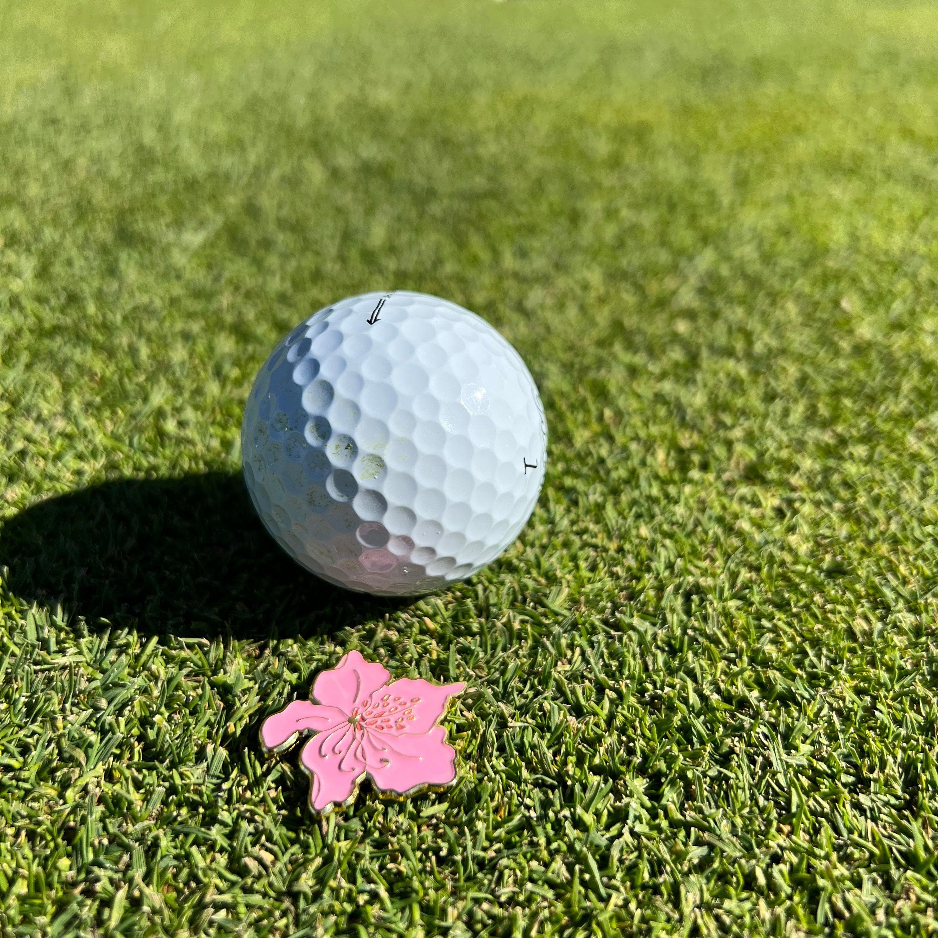 Golf Ball Markers in Azalea Flower Women's Golf Ball Marker with Hat Clip by Birdie Girl Golf