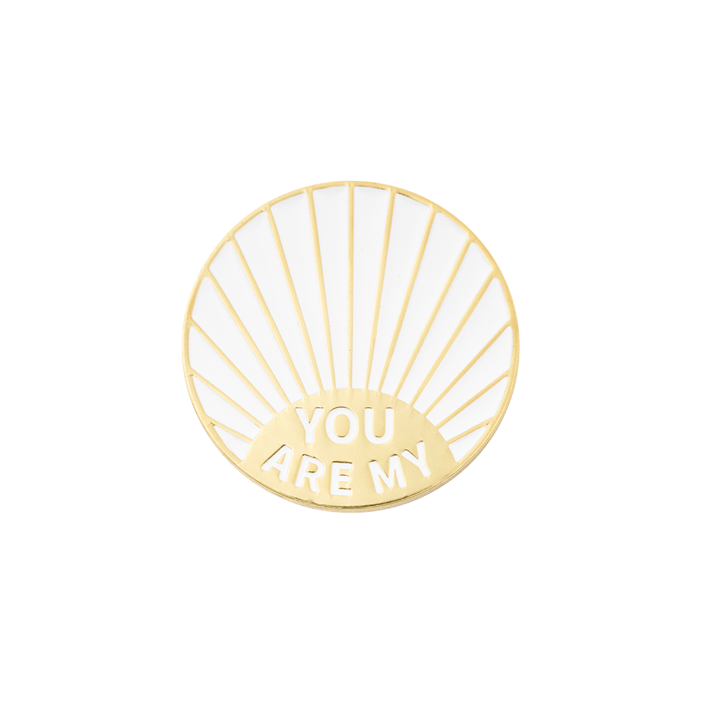 Golf Ball Markers in Gold and White You are My Sunshine Alignment Golf Ball Marker with Hat Clip by Birdie Girl Golf
