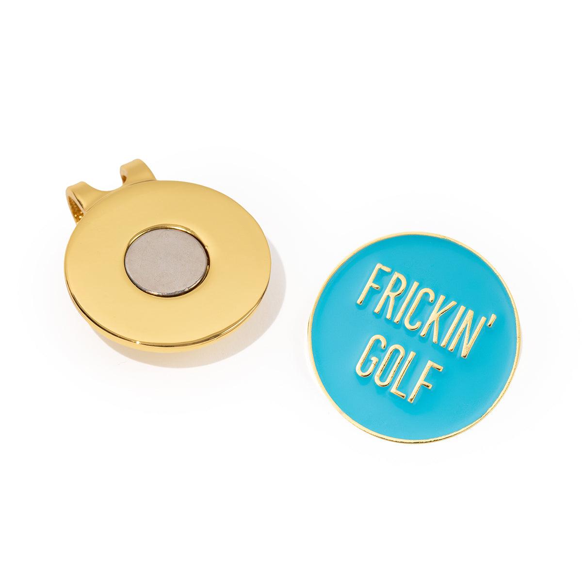 Golf Ball Markers in Gold Frickin' Golf Ladies Ball Marker with Magnetic Hat Clip by Birdie Girl Golf