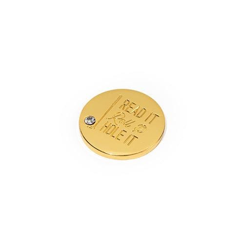 Golf Ball Markers in Gold Read it, Roll it, Hole it Golf Ball Marker with Hat Clip by Birdie Girl Golf