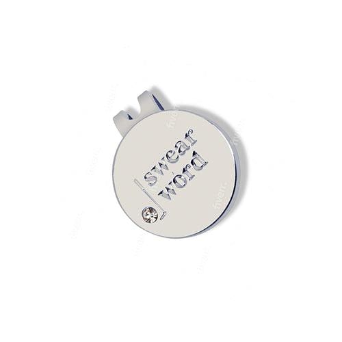 Golf Ball Markers in Silver Swear Word Golf Ball Marker with Hat Clip by Birdie Girl Golf
