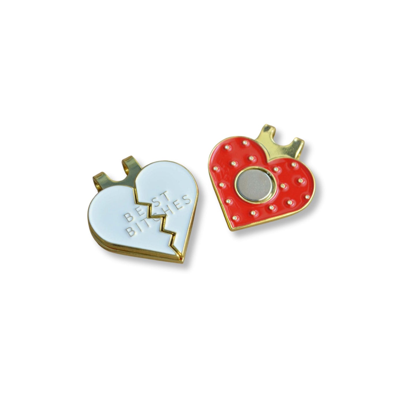 Best Bitches Broken Heart Golf Ball Marker with Hat Clips Set