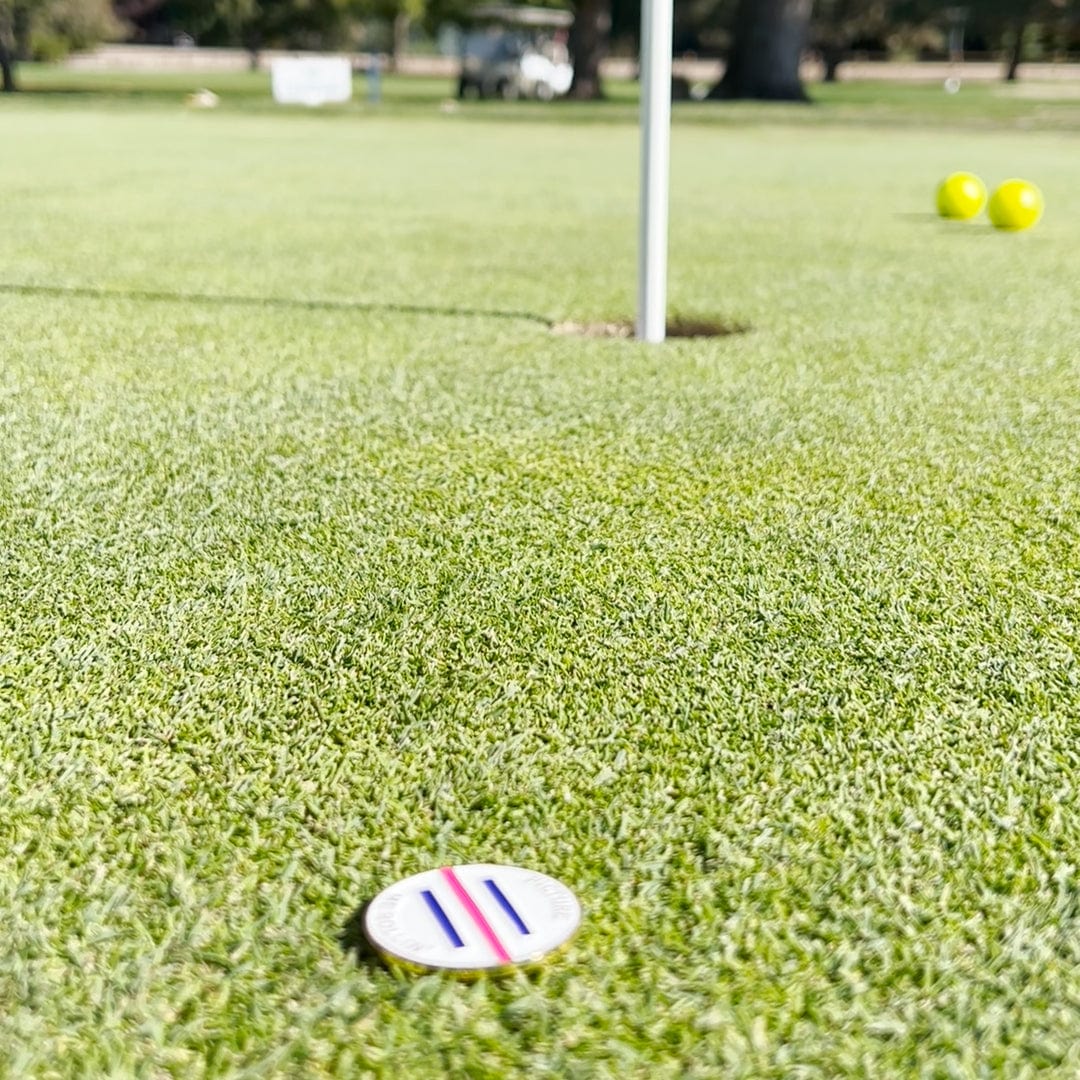 Women's golf ball alignment aimer tool by Birdie Girl