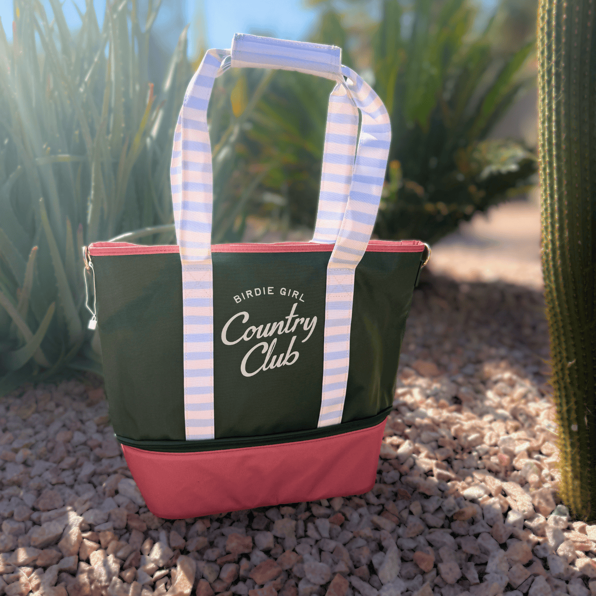 Golf Bags in Country Club Stripe Women's Golf Cart Tote Bag by Birdie Girl Golf
