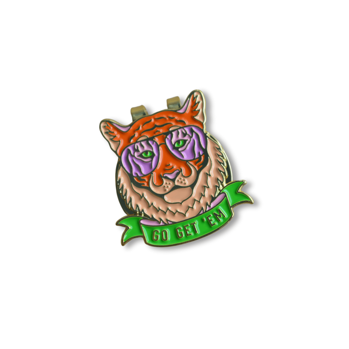 Golf Ball Markers in Go Get 'Em Tiger Golf Ball Marker with Magnetic Hat Clip by Birdie Girl Golf