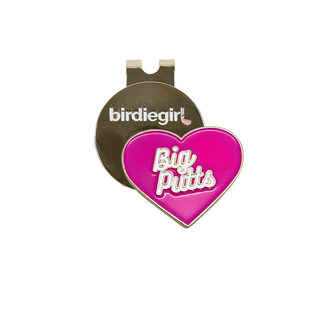 Golf Ball Markers in Gold I Love Big Putts Women's Golf Ball Marker with Hat Clip by Birdie Girl Golf