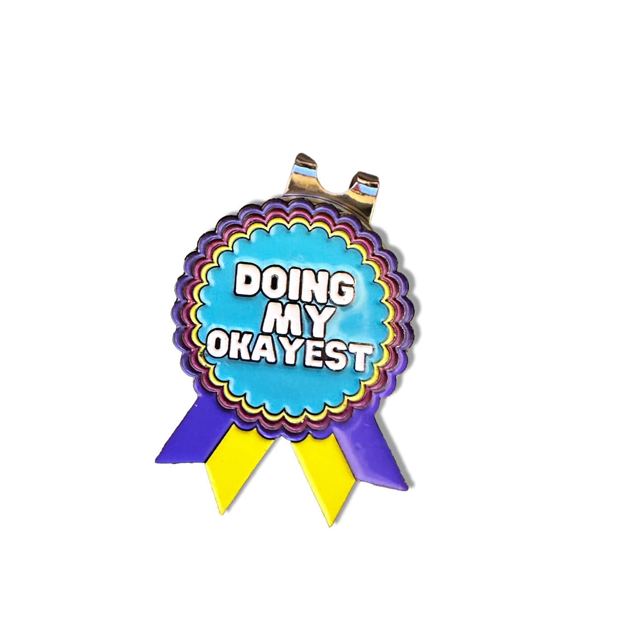 Golf Ball Markers in Neon Doing My Okayest Golf Ball Marker with Magnetic Hat Clip by Birdie Girl Golf