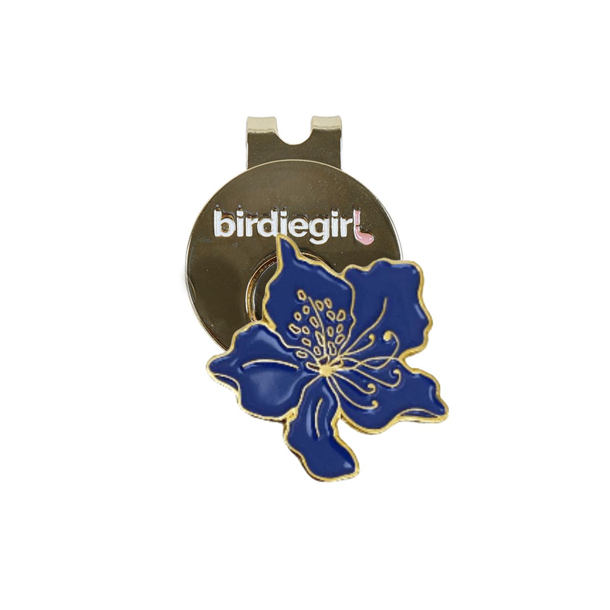 Golf Ball Markers in Periwinkle Blue Azalea Flower Women's Golf Ball Marker with Hat Clip by Birdie Girl Golf