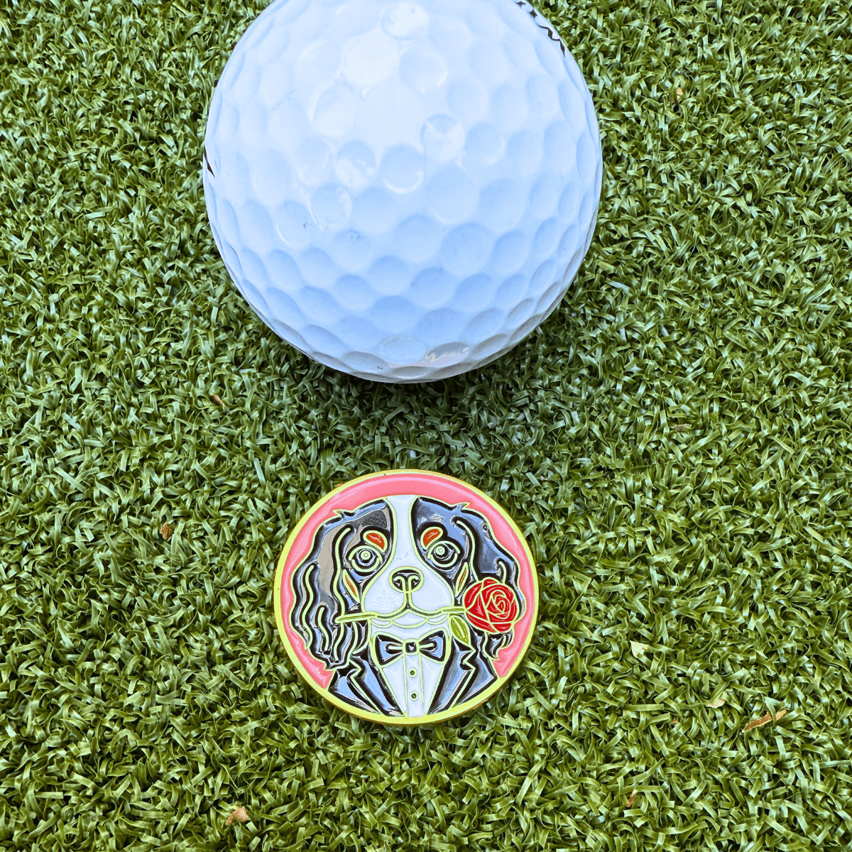 Golf Ball Markers in The Suiter Dog Golf Ball Marker with Magnetic Hat Clip by Birdie Girl Golf