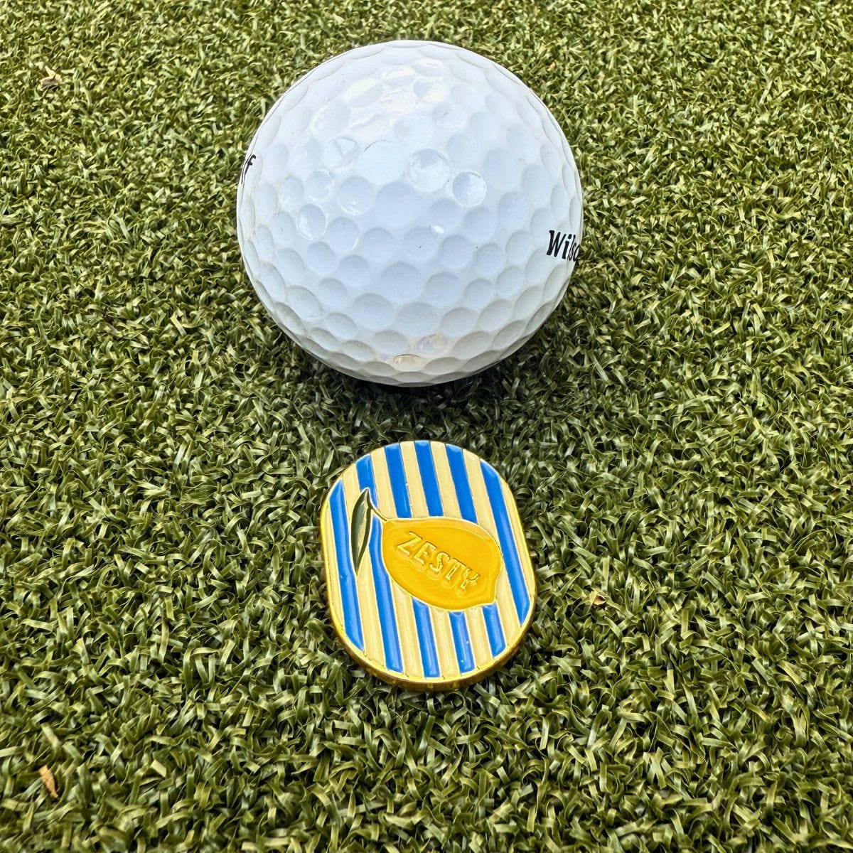 Golf Ball Markers in Zesty Lemon Ball Marker with Hat Clip by Birdie Girl Golf