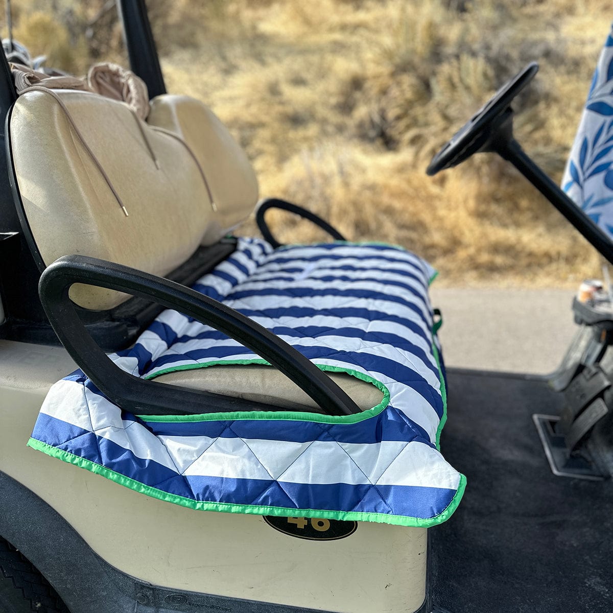 Golf Cart Seat Covers in Navy Stripe Golf Cart Seat Cover by Birdie Girl Golf