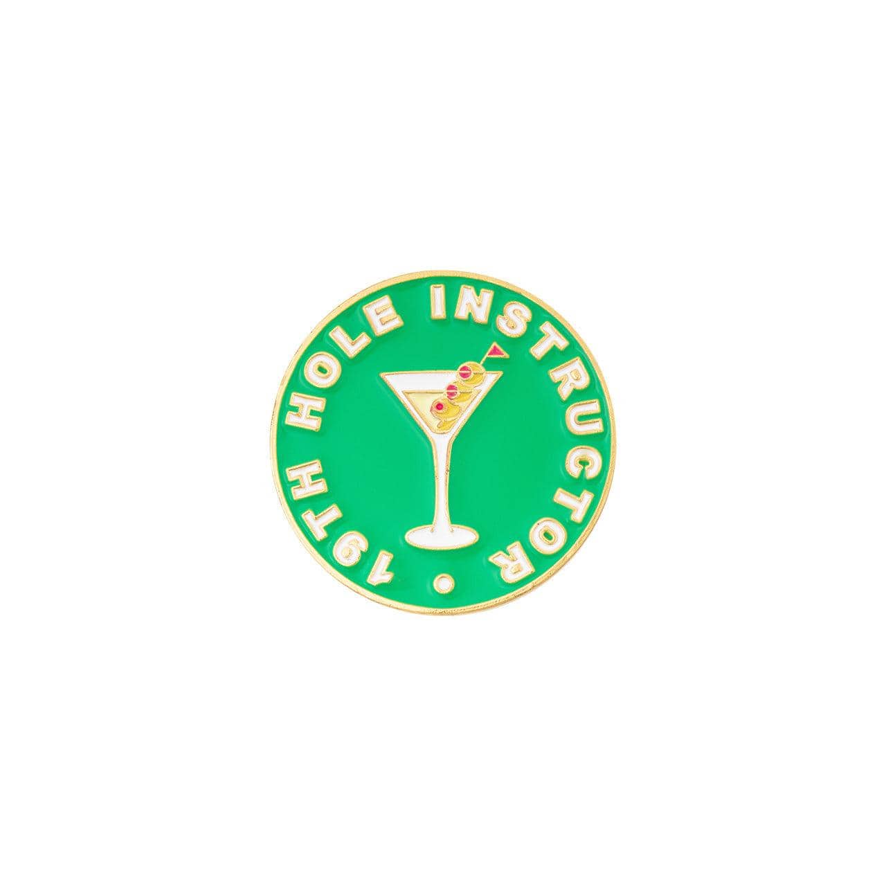 Ball Marker Necklaces in Gold w/Enamel Women's Golf Ball Marker Necklace with "19th Hole Instructor" Marker by Birdie Girl Golf, LLC