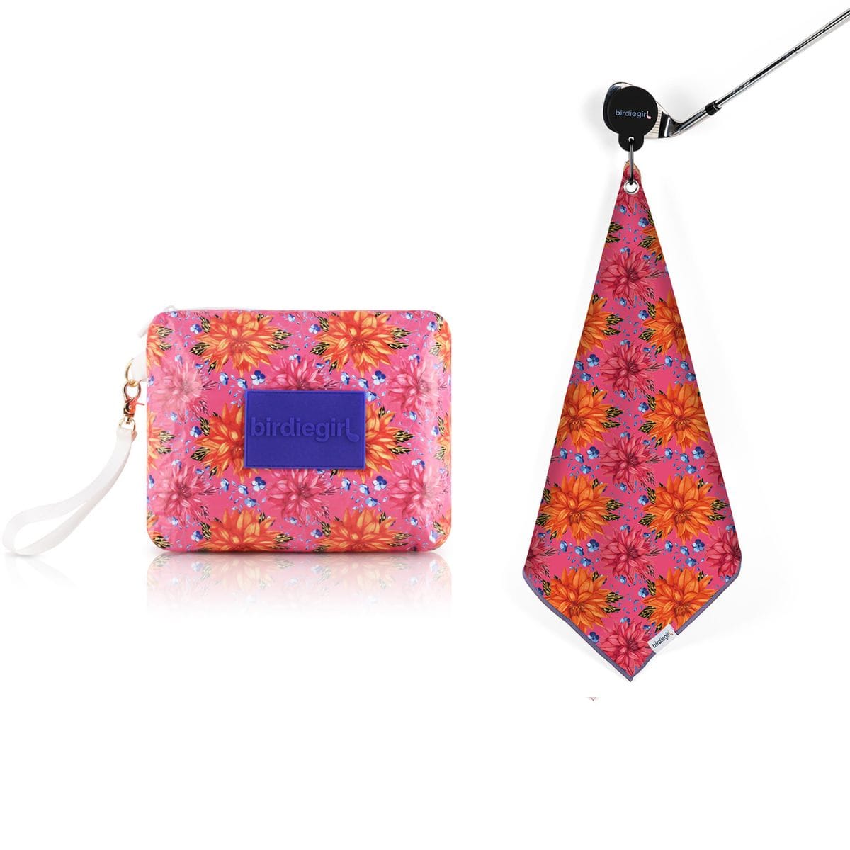 Magnetic Towels in Set of 2: Big Floral Magnetic Golf Towel and Golf Accessory Bag by Birdie Girl Golf