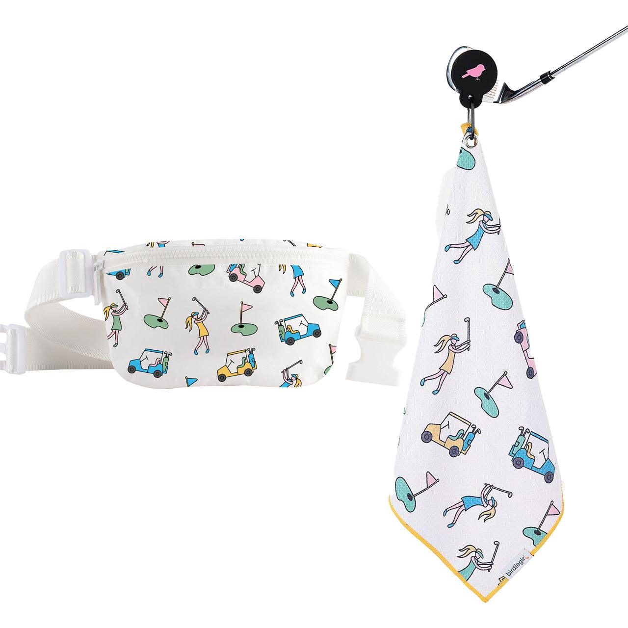 Magnetic Towels in Set of 2: Golf Girl Magnetic Golf Towel and Women's Golf Accessories Belt Bag by Birdie Girl Golf