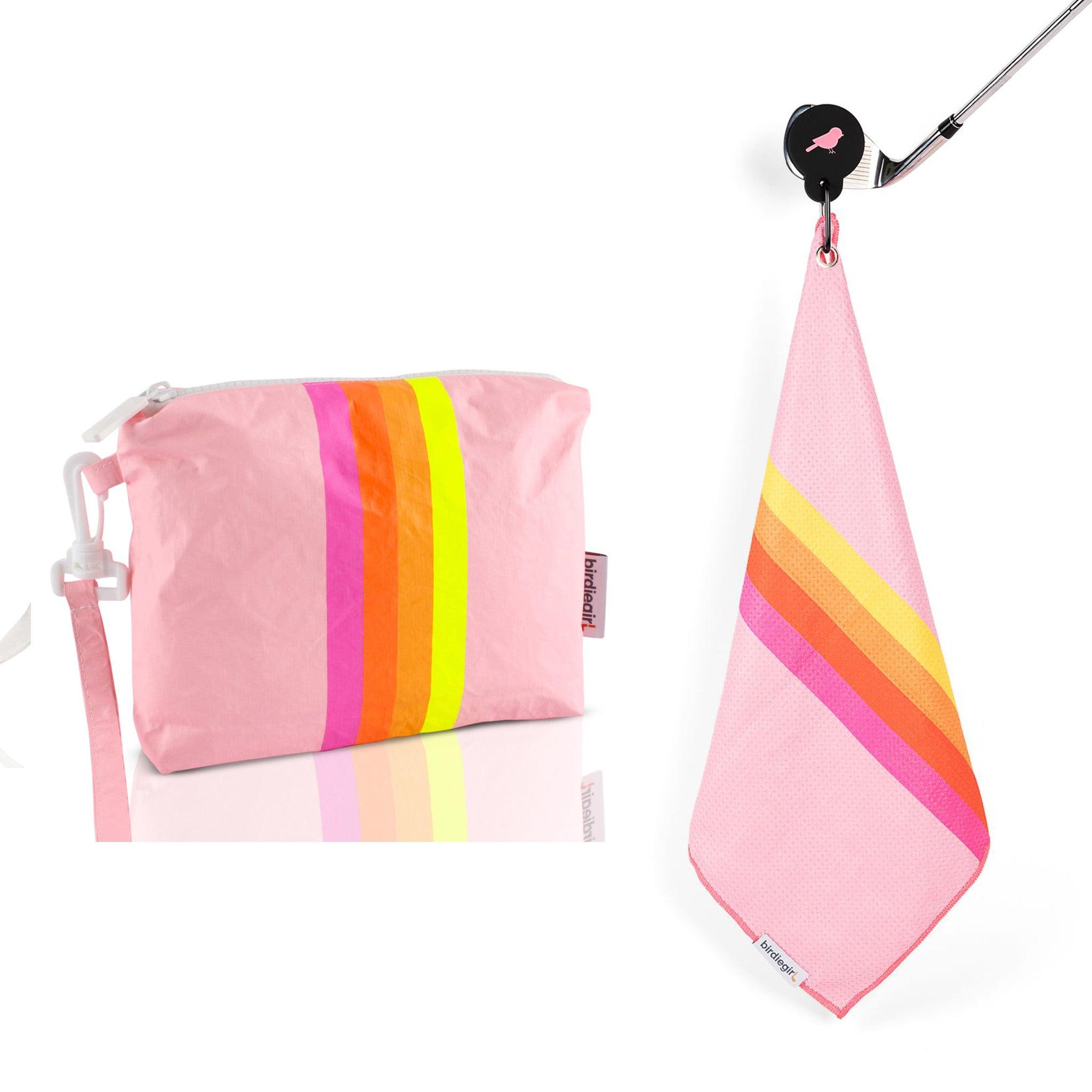 Magnetic Towels in Set of 2: Golfher's Sunset Magnetic Golf Towel and Golf Accessory Bag by Birdie Girl Golf