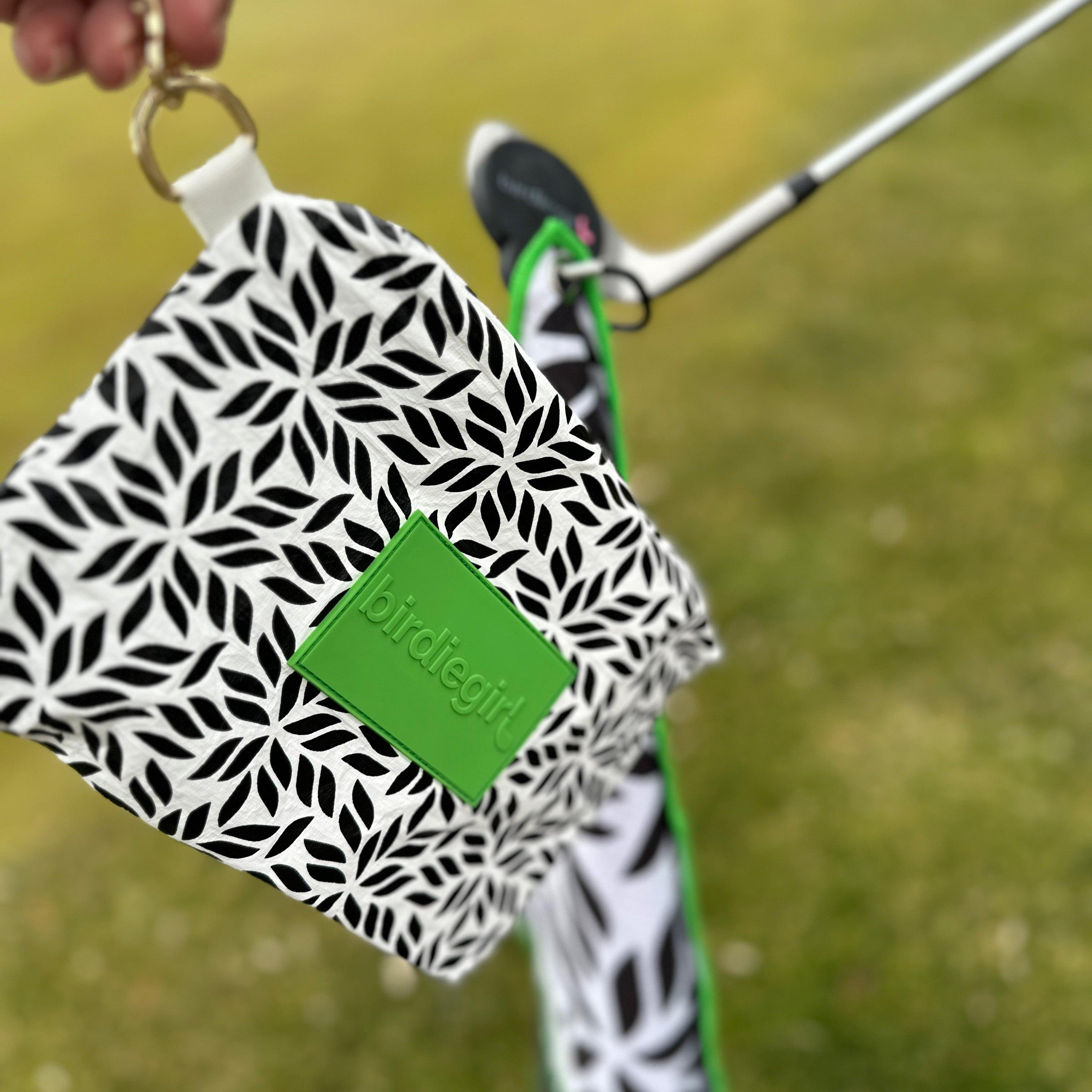 Magnetic Towels in Set of 2: Putt from the Fringe Magnetic Golf Towel and Golf Accessory Bag by Birdie Girl Golf