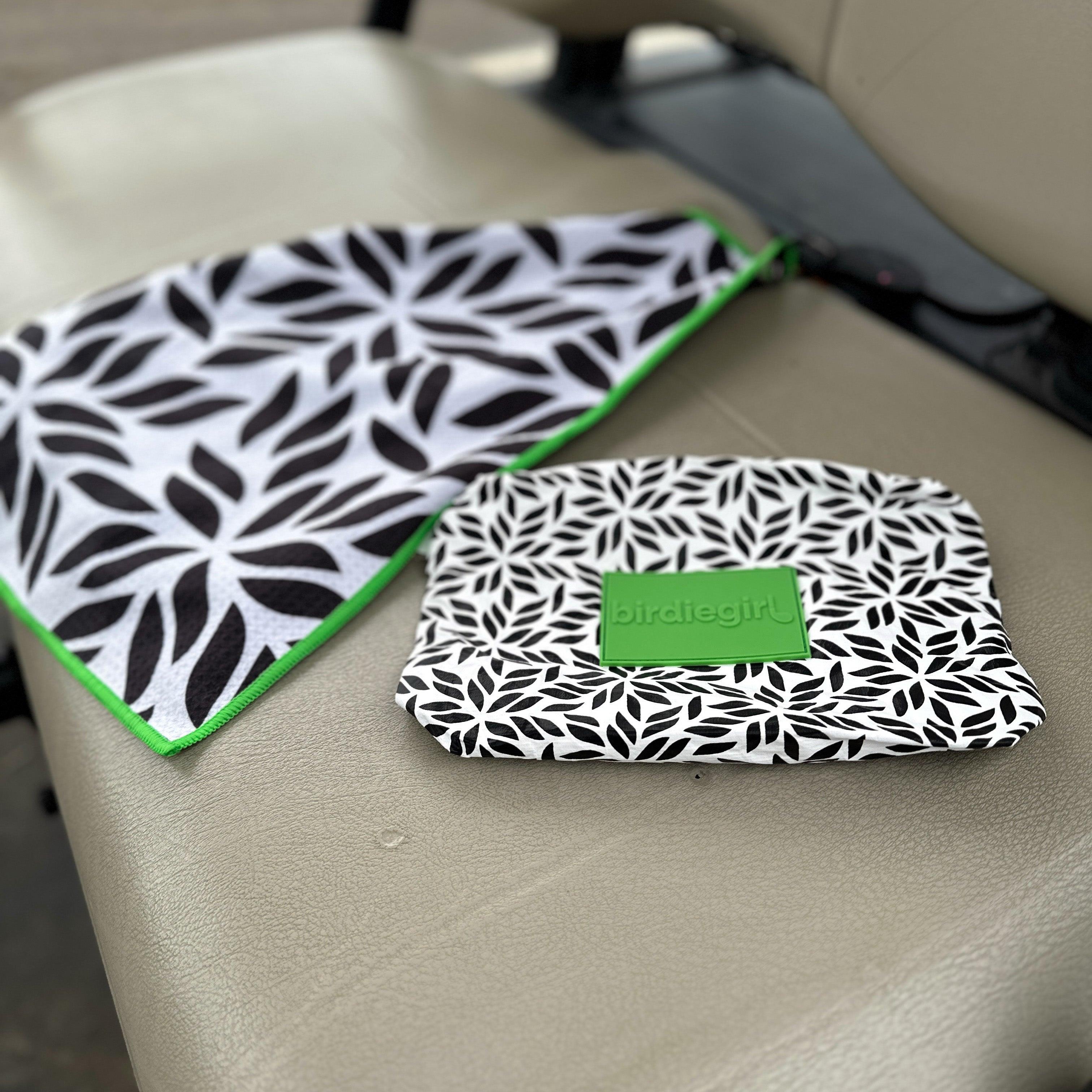 Magnetic Towels in Set of 2: Putt from the Fringe Magnetic Golf Towel and Golf Accessory Bag by Birdie Girl Golf