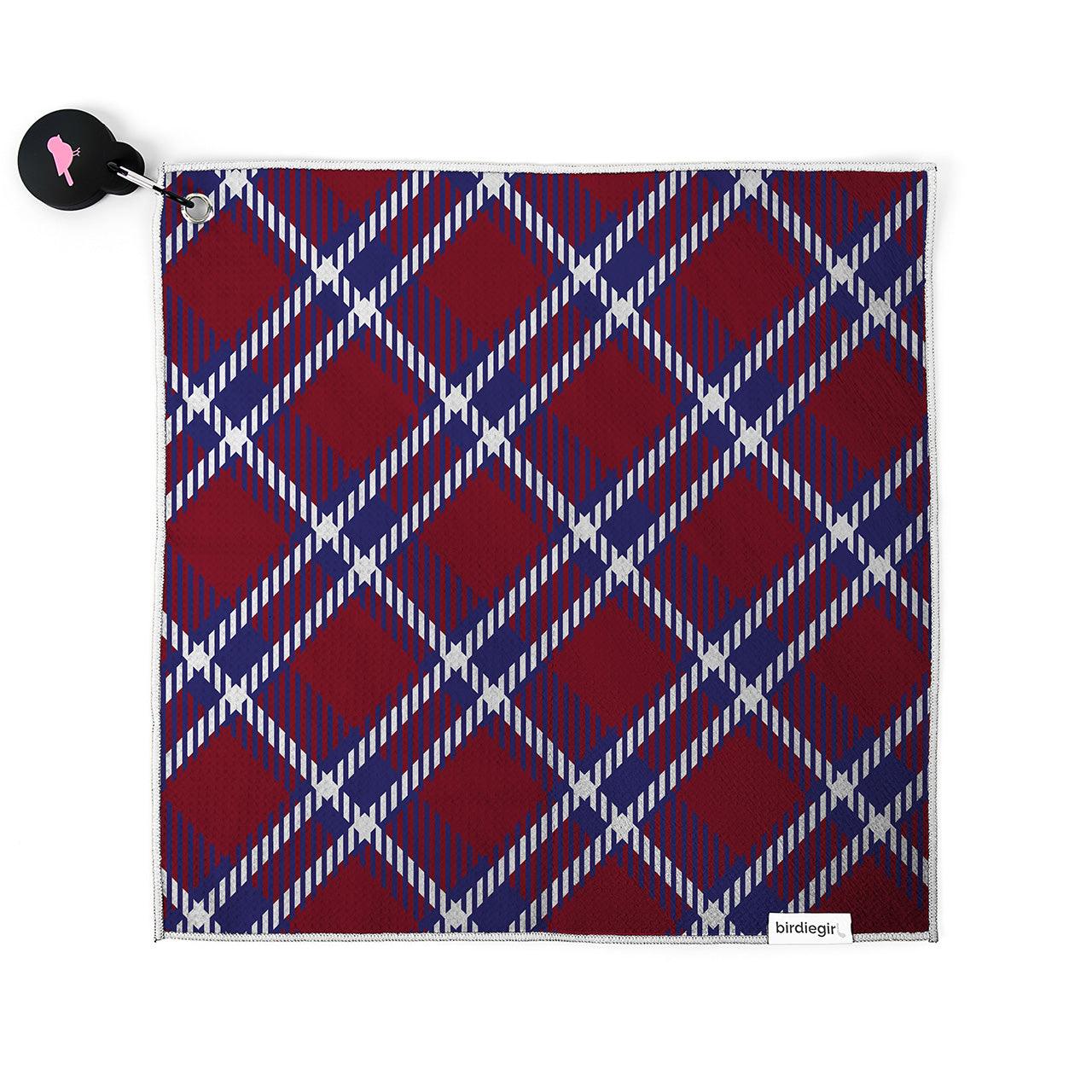 Magnetic Towels in Set of 2: Ryder Plaid Magnetic Golf Towel and Golf Belt Bag by Birdie Girl Golf