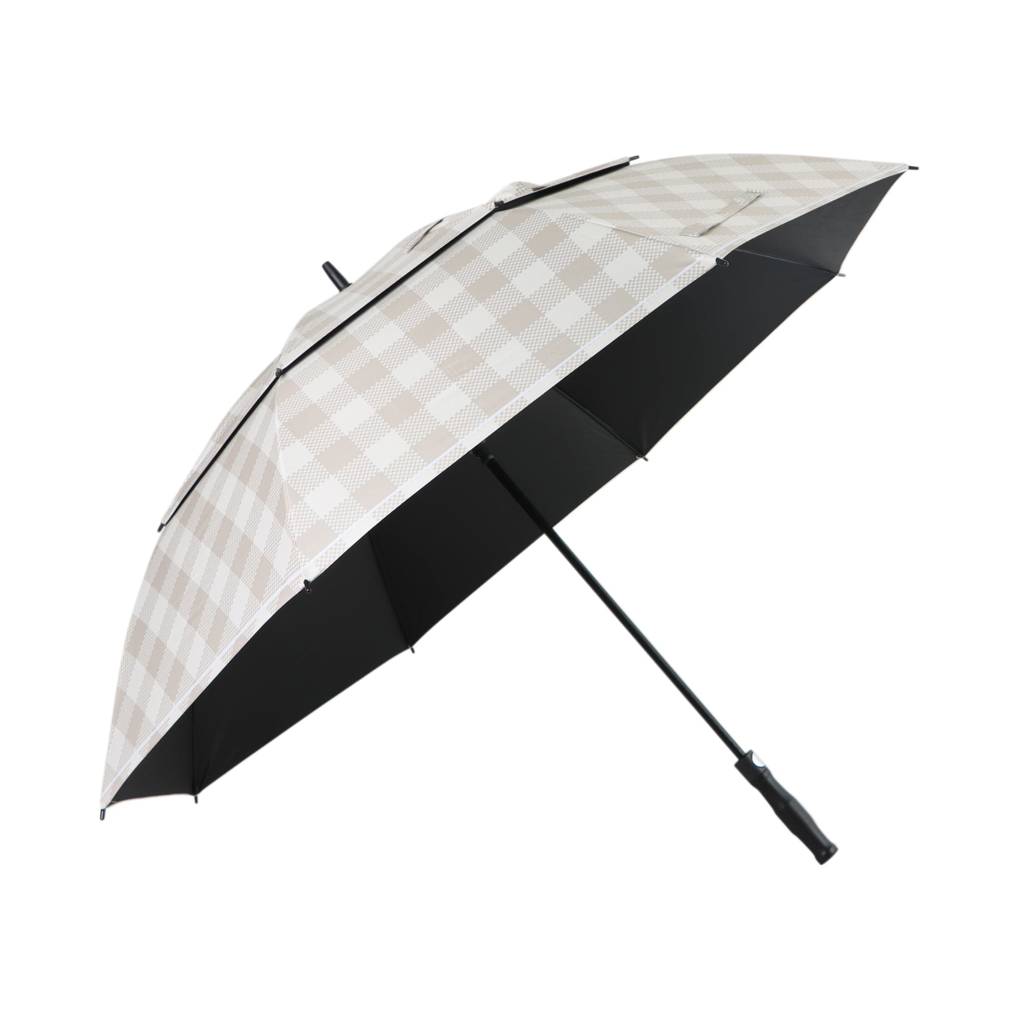 in Women’s Golf Umbrella – Neutral Gingham by Birdie Girl Golf