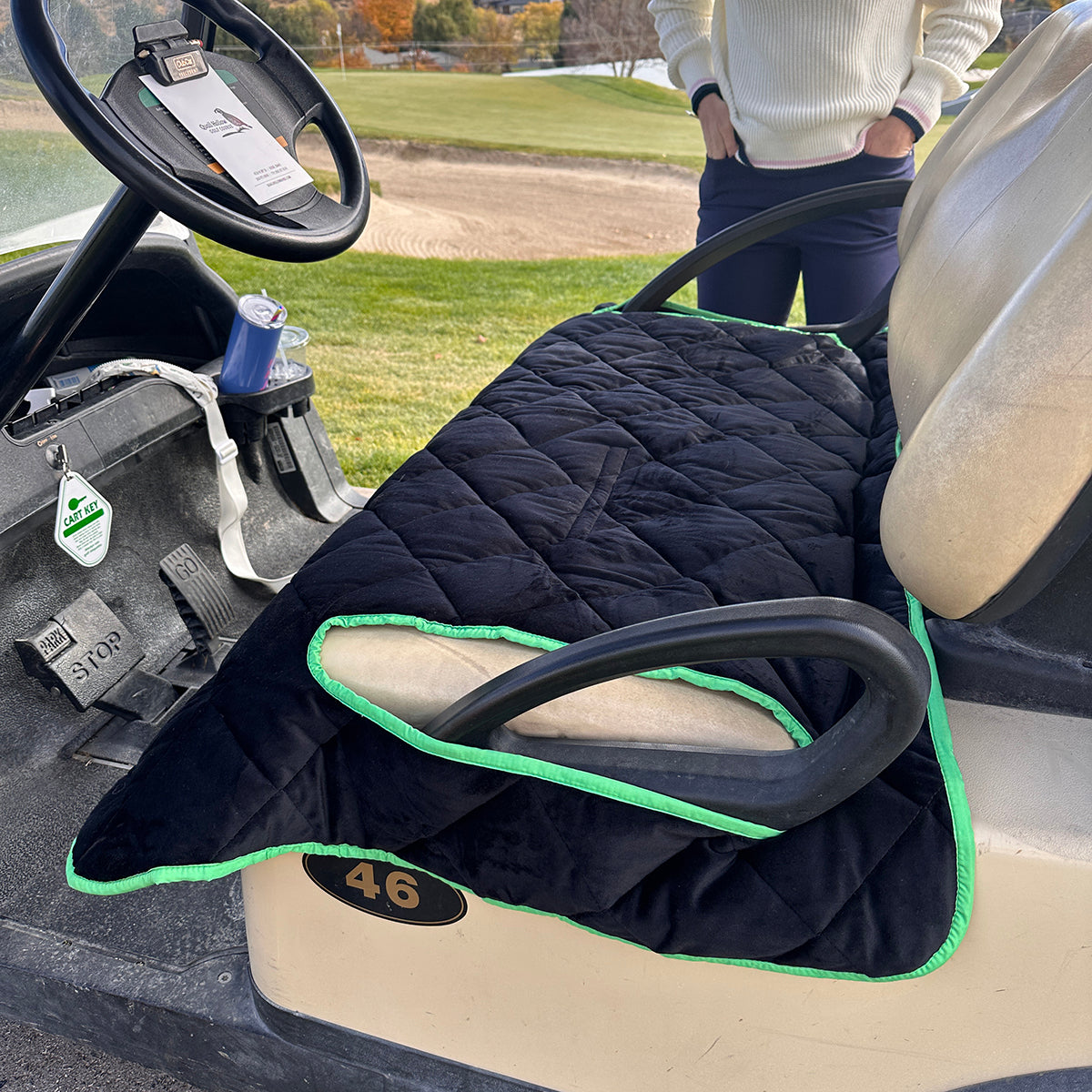 Green and Black Stripe Golf Cart Seat Cover