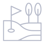 Icon of a golf course with a flag and trees