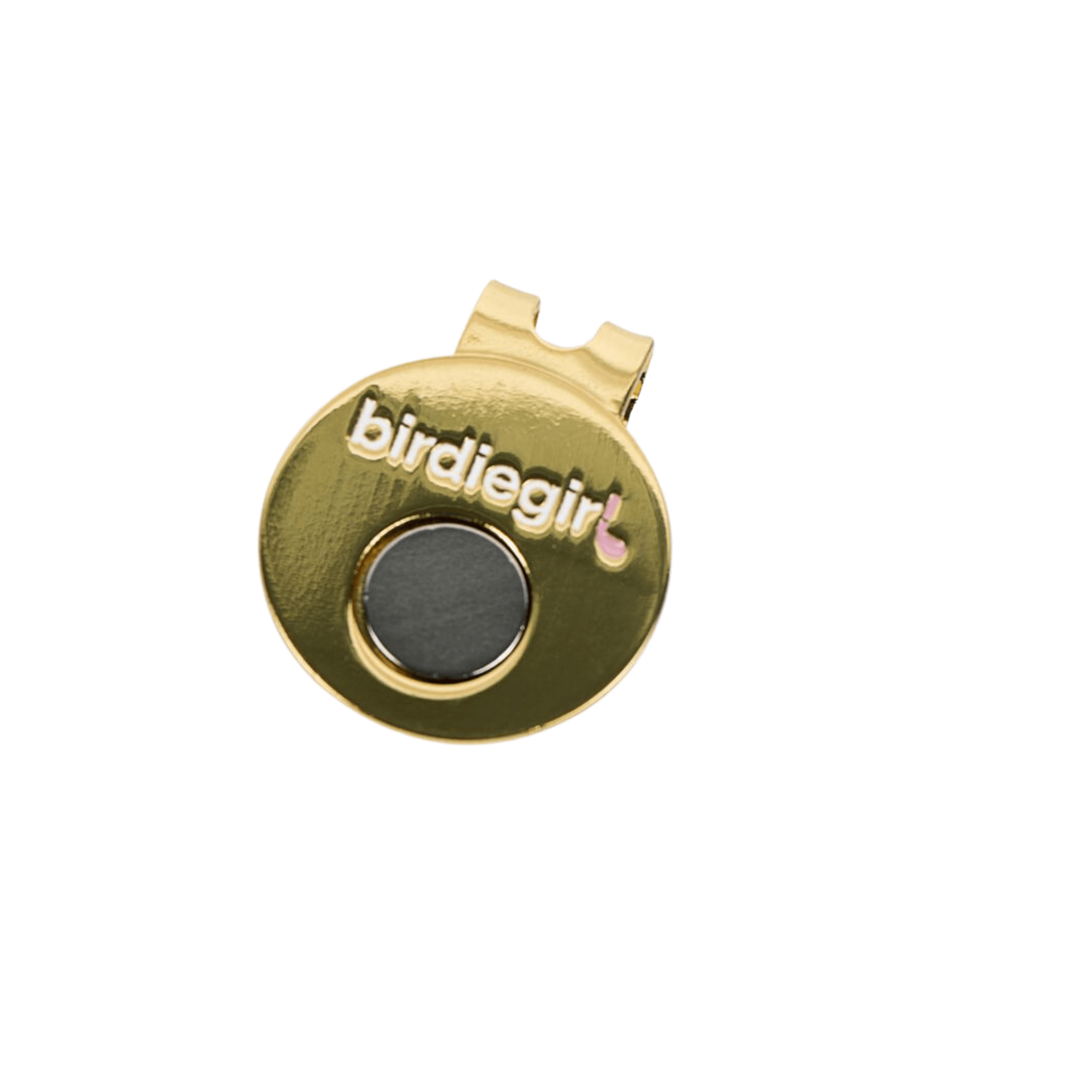 Golf Ball Markers in Gold Hat Clips by Birdie Girl Golf