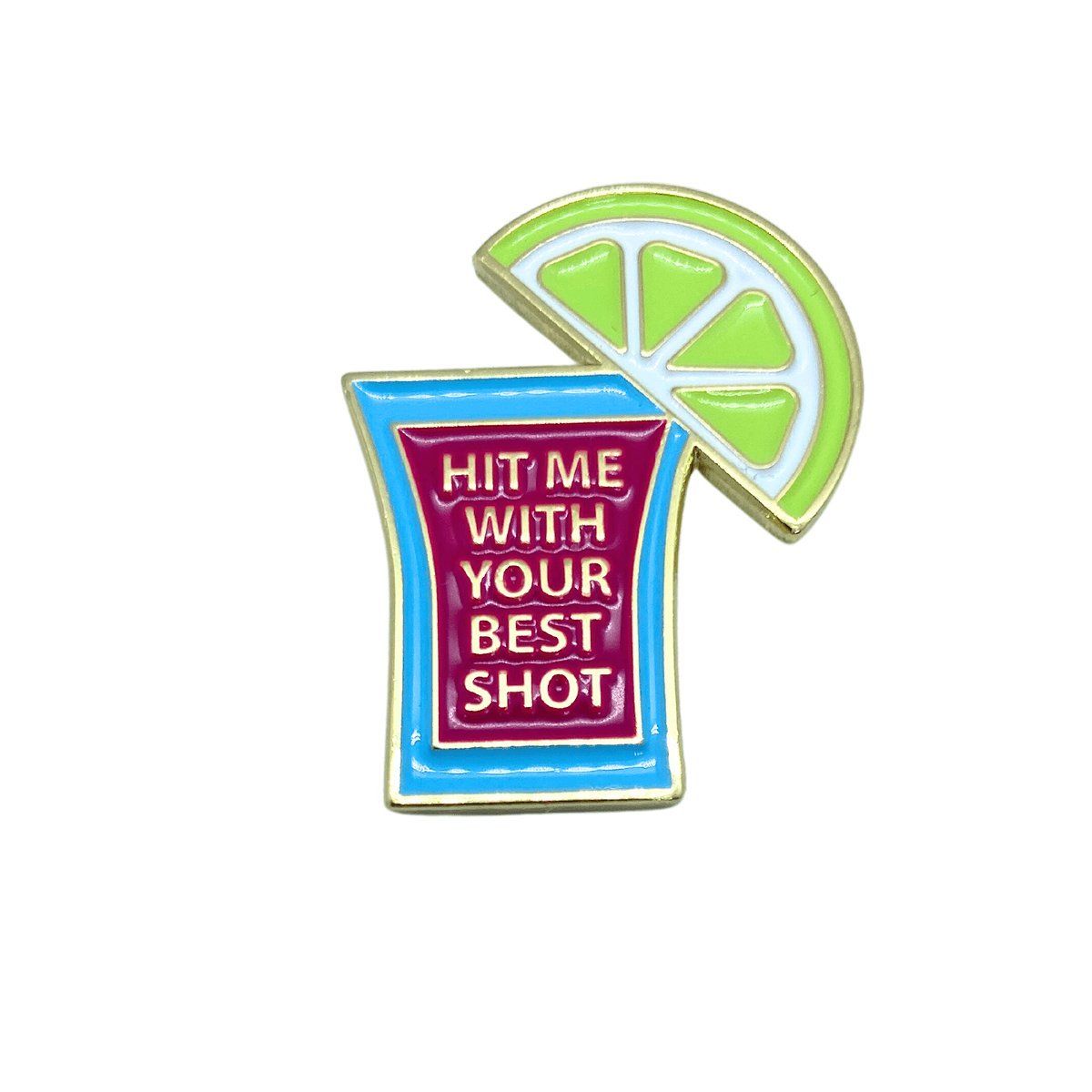 Golf Ball Markers in Gold Hit Me With Your Best Shot Women's Golf Ball Marker with Hat Clip by Birdie Girl Golf