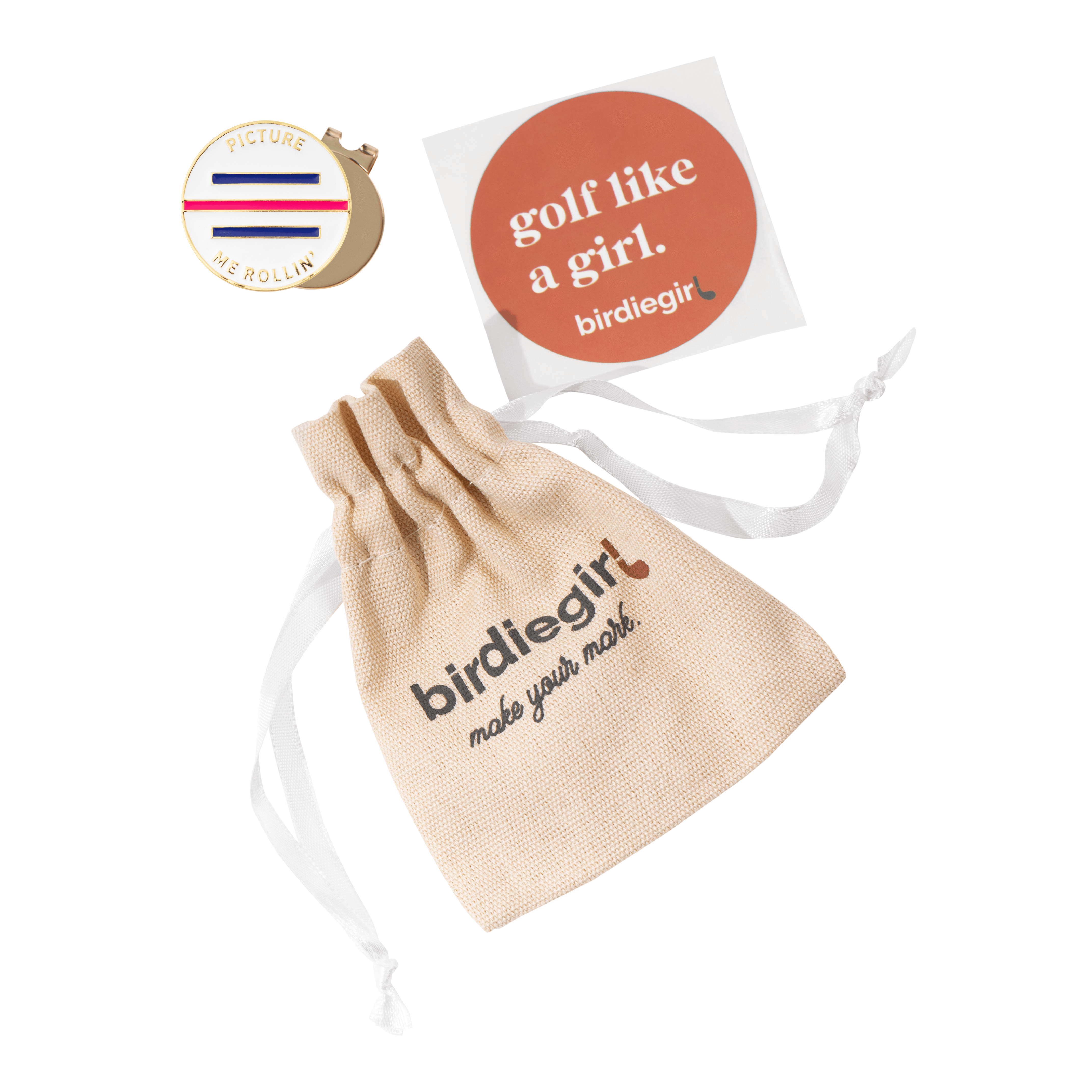 Golf Ball Markers in Picture Me Rollin' Alignment Golf Ball Marker with Hat Clip by Birdie Girl Golf